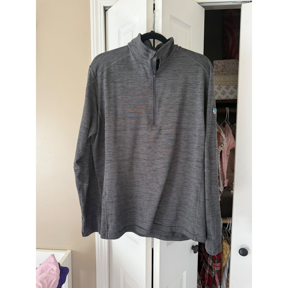 Kuhl Womens Gray 1/4 Zip Pullover Heathered Long Sleeve Top‎ XXL Activewear
